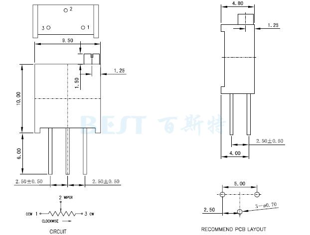 3296Y精密電位器引腳圖